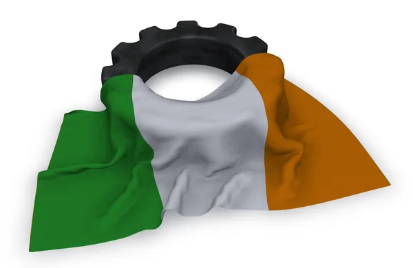 기어 바퀴와 아일랜드의 국기-3d 렌더링 — 스톡 사진