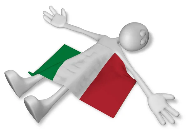 Morto ragazzo dei cartoni animati e bandiera d'Italia - illustrazione 3d — Foto Stock