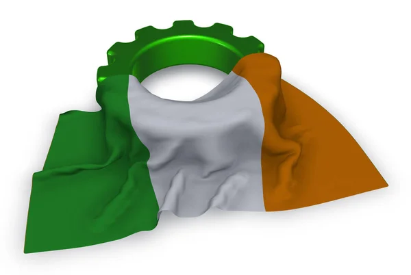 Roue dentée et drapeau de l'Irlande - rendu 3d — Photo