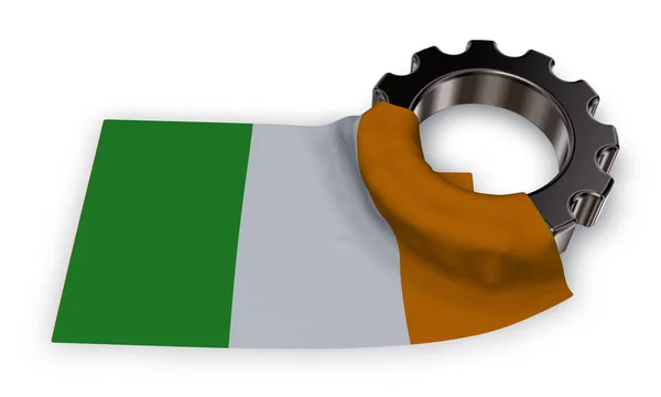 Roue dentée et drapeau de l'Irlande - rendu 3d — Photo