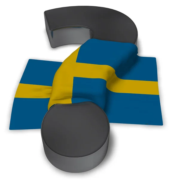 Kérdőjel és Svédország - 3d illusztráció zászlaja — Stock Fotó