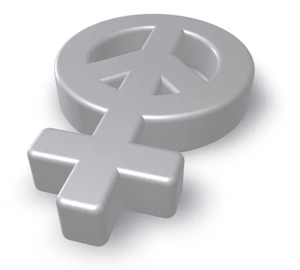 Female gender and peace symbol mix - 3d rendering — Stock Photo, Image