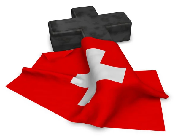Χριστιανικό σταυρό και σημαία της Ελβετίας - 3d rendering — Φωτογραφία Αρχείου