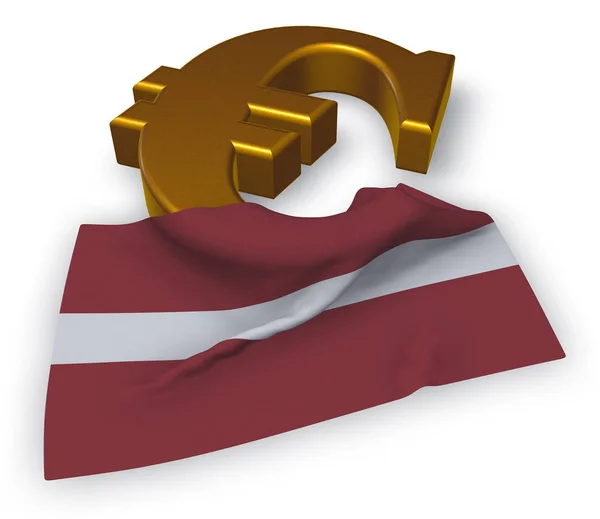 欧元符号和标志的拉脱维亚-3d 图 — 图库照片