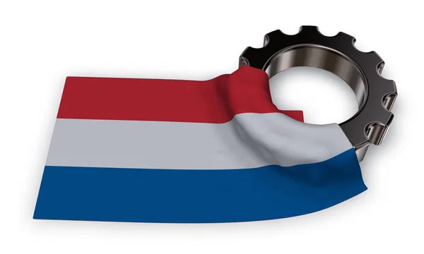 Roue dentée et drapeau des Pays-Bas - rendu 3d — Photo