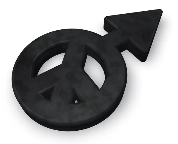 Male gender and peace symbol mix - 3d rendering — Stock Photo, Image