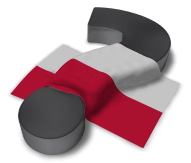 soru işareti ve Polonya - 3d çizim bayrağı