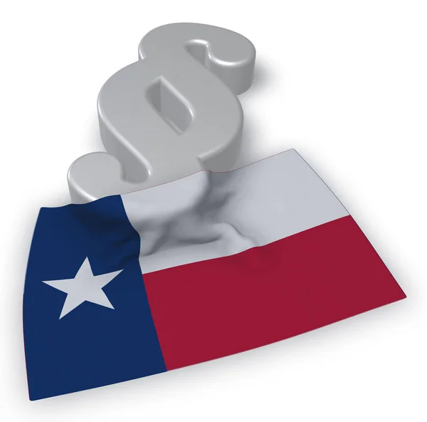 Texas flag and paragraph symbol - 3d illustration — Stock Photo, Image