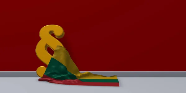 Símbolo del párrafo y bandera de Lituania - representación 3d —  Fotos de Stock