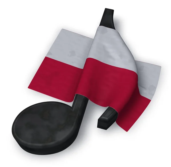 音乐笔记和波兰国旗-3d 渲染 — 图库照片