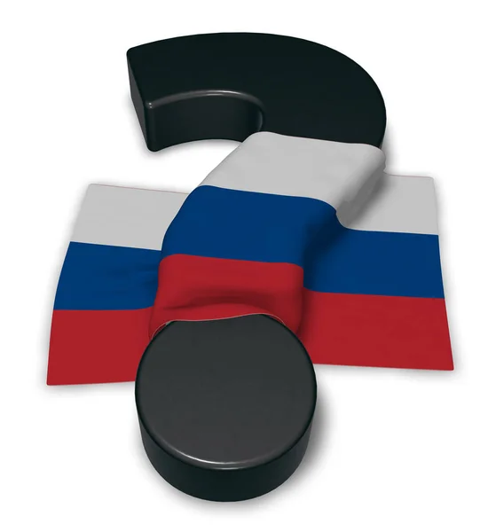 Kérdőjel és Oroszország - 3d illusztráció zászlaja — Stock Fotó
