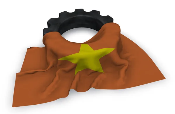 Gear wheel en vlag van vietnam - 3d rendering — Stockfoto