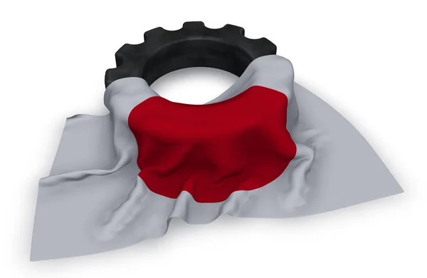 Gear wheel en de vlag van japan - 3d rendering — Stockfoto