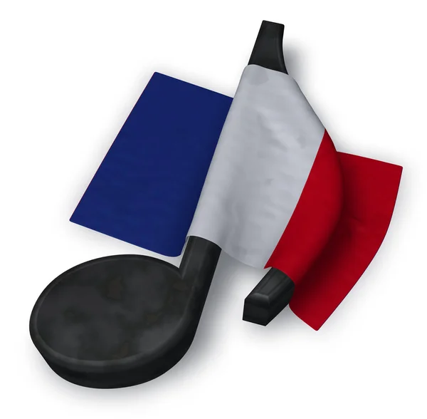 Símbolo de la nota musical y la bandera de Francia - 3d renderizado — Foto de Stock