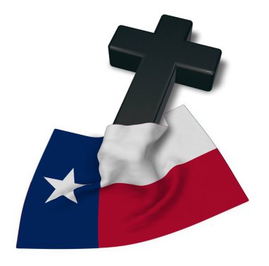 christian cross and flag of texas - 3d rendering clipart