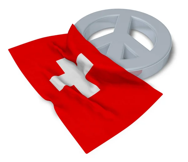 Friedenssymbol und Flagge der Schweiz - 3D-Darstellung lizenzfreie Stockbilder