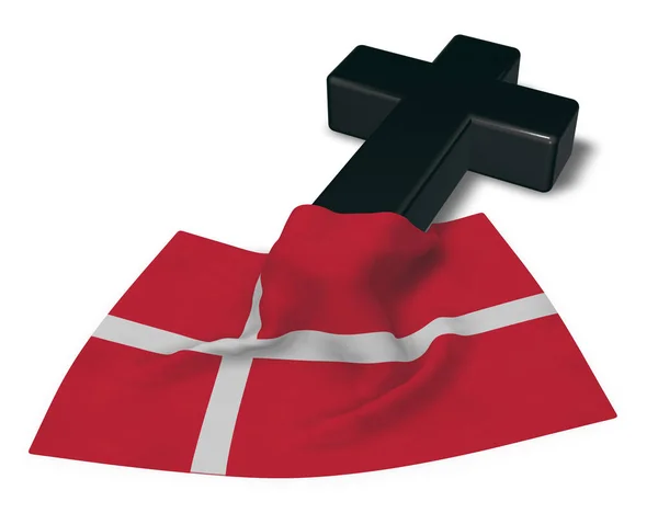 Cruz cristã e bandeira de denmark - 3d renderização — Fotografia de Stock