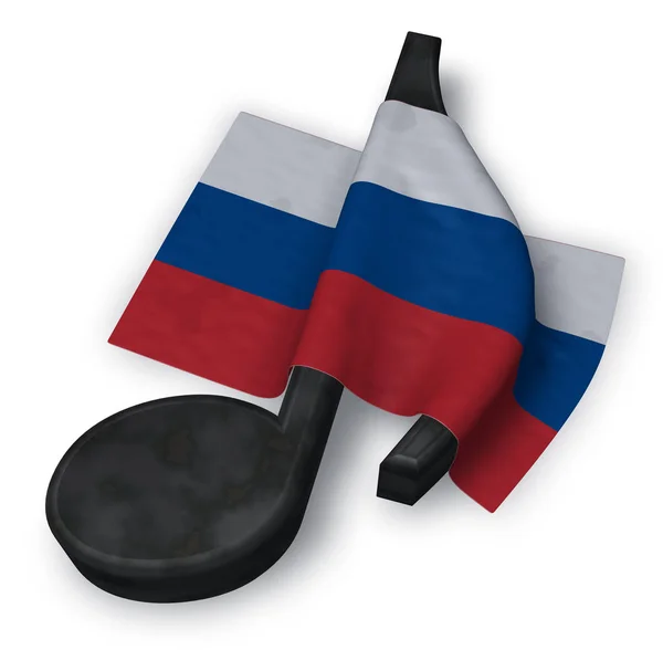 Uwaga muzyki i rosyjską flagę - 3d renderowania — Zdjęcie stockowe