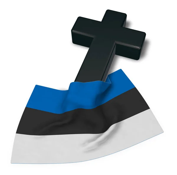 Christian risti ja lippu estonia - 3d renderöinti — kuvapankkivalokuva