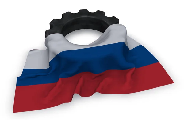 Rueda de engranaje y bandera de Rusia - 3d renderizado —  Fotos de Stock