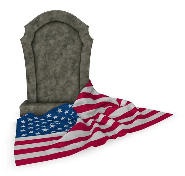 Gravestone and flag of the usa - 3d rendering — Stock Photo, Image