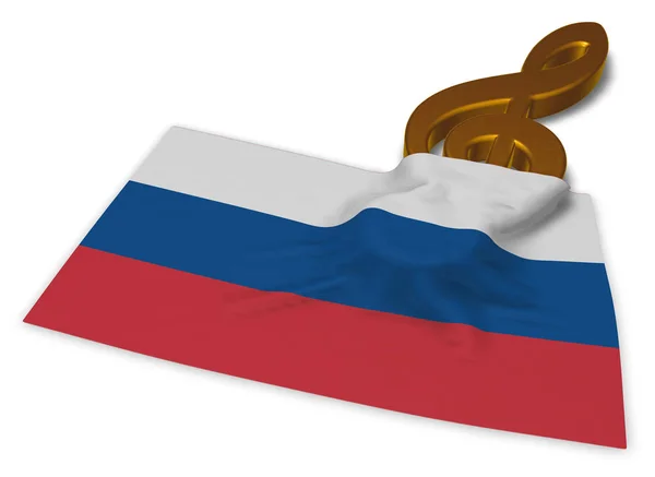 Nota anahtarı ve Rus bayrağı - 3d render — Stok fotoğraf