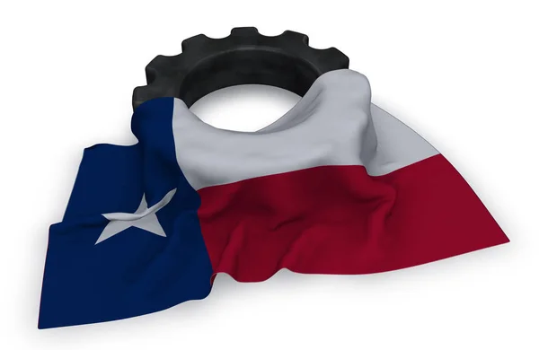 Gear wheel and flag of texas - 3d rendering — Stock Photo, Image