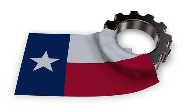 Dişli çark ve texas - 3d render bayrağı — Stok fotoğraf