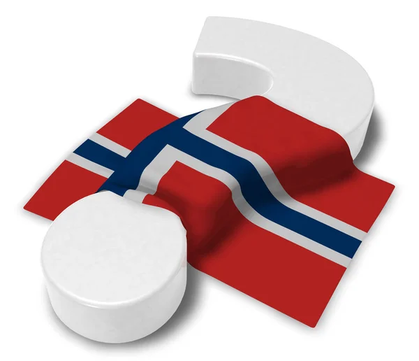 Fragezeichen und Flagge Norwegens - 3D-Illustration — Stockfoto