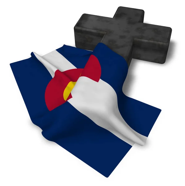 Cruz cristã e bandeira do colorado - 3d renderização — Fotografia de Stock