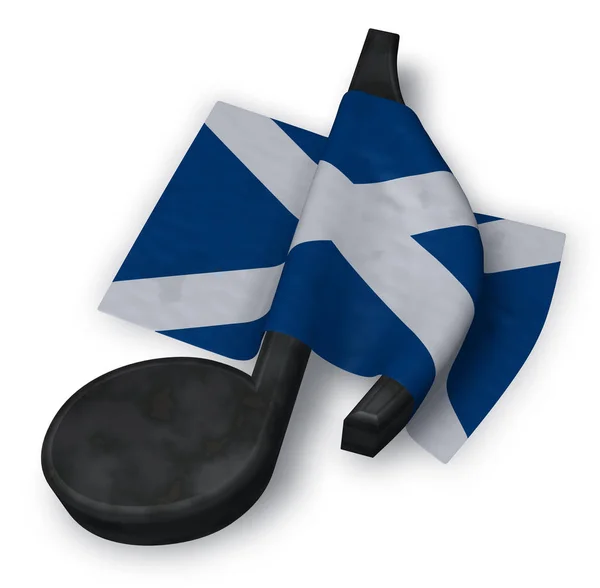 Nota musical y bandera escocesa - 3d renderizado —  Fotos de Stock