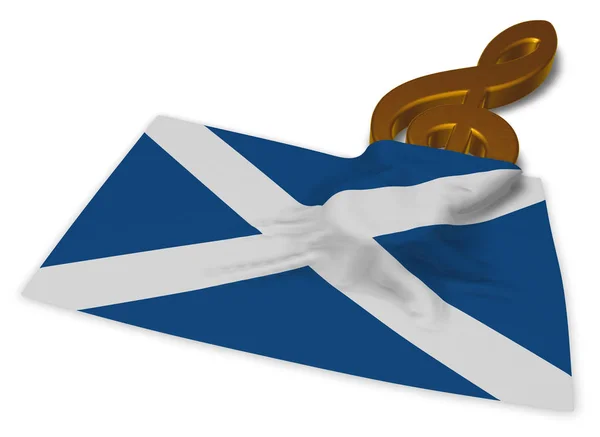 Clef symbol and scottish flag - 3d rendering — Stock Photo, Image