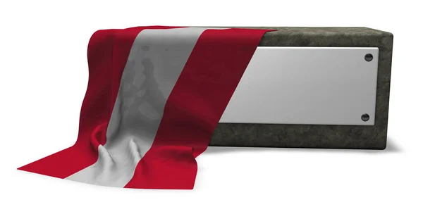 Presa in pietra con cartello bianco e bandiera di austria - rendering 3d — Foto Stock