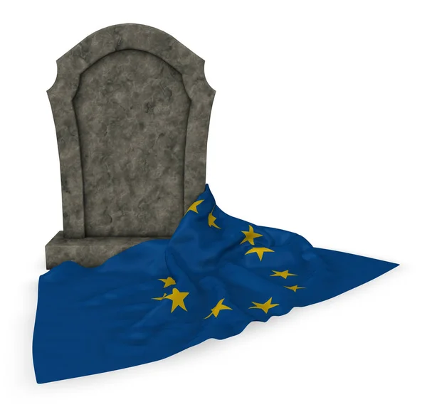 Gravestone and flag of the european union - 3d rendering — Stock Photo, Image