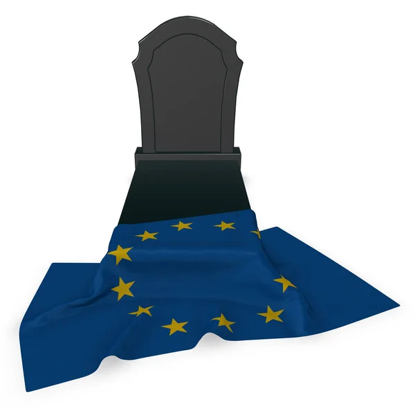 Lápida y bandera de la unión europea - 3d rendering — Foto de Stock