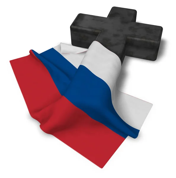 Христианский крест и флаг России - 3D рендеринг — стоковое фото