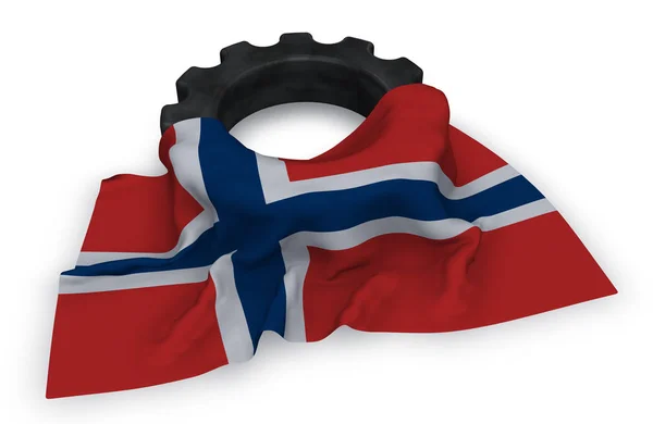 Gear wheel and flag of norway - 3d rendering — Stock Photo, Image