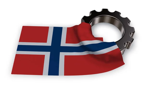 Rueda de engranaje y bandera de norway - 3d rendering —  Fotos de Stock