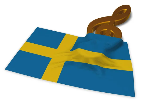 Klav symbol och Sveriges flagga - 3d rendering — Stockfoto