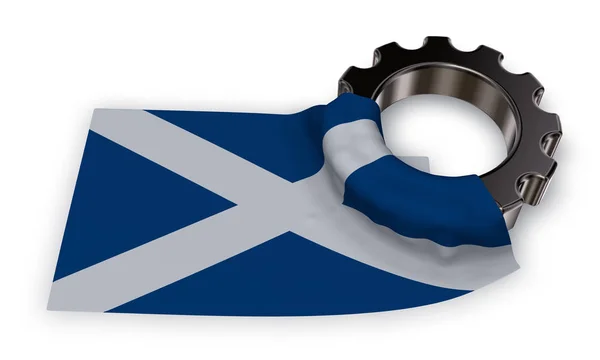Gear wheel and flag of scotland - 3d rendering — Stock Photo, Image