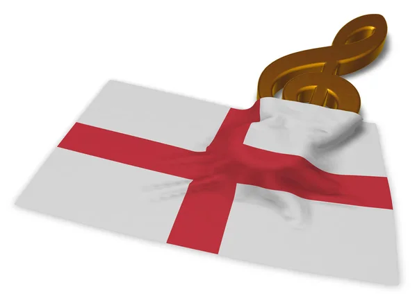 Clef symbol and english flag - 3d rendering — Stock Photo, Image