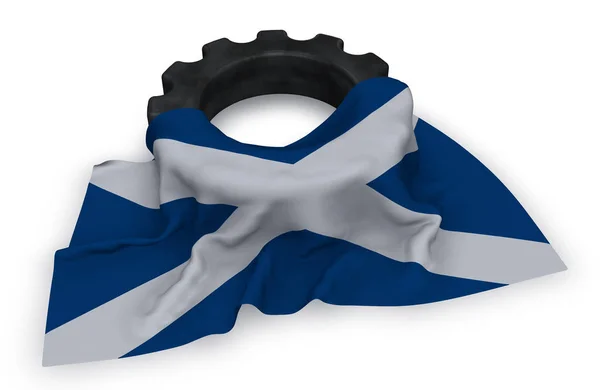 Gear wheel and flag of scotland - 3d rendering — Stock Photo, Image