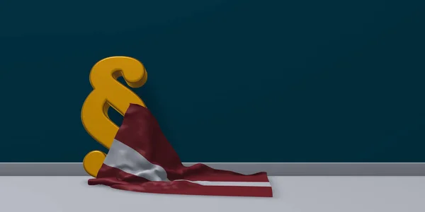 Bekezdésjel és Lettország zászlaja - 3d renderelés — Stock Fotó