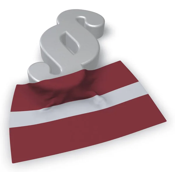 Symbole de paragraphe et drapeau de latvia - rendu 3d — Photo