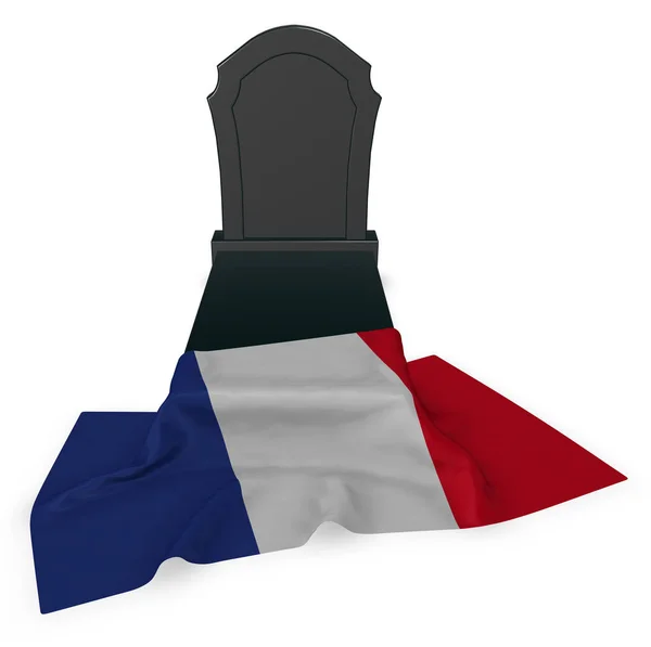Lápida y bandera de Francia - 3d renderizado — Foto de Stock