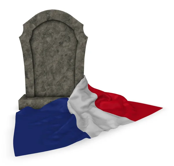 Lápida y bandera de Francia - 3d renderizado —  Fotos de Stock