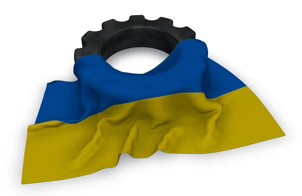 Rueda de engranaje y bandera de Ucrania - 3d renderizado —  Fotos de Stock