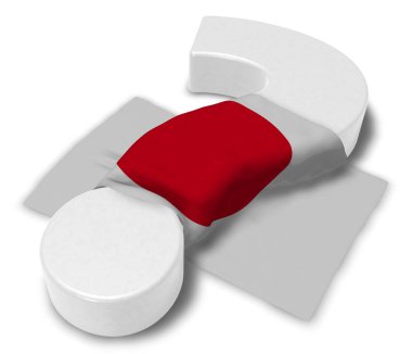 soru işareti ve Japonya - 3d çizim bayrağı