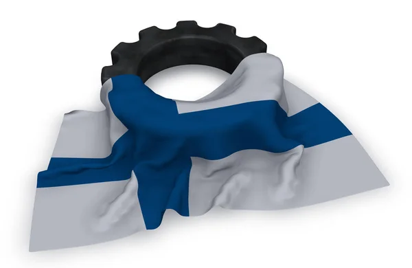Rueda de engranaje y bandera de finland - 3d rendering —  Fotos de Stock