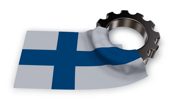 Fogaskerék és Finnország - 3d rendering zászlaja — Stock Fotó